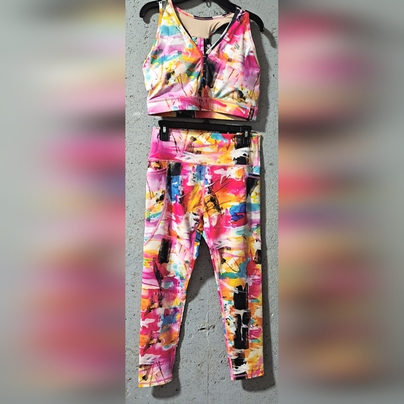 #061 Sz XL Leggings / Abstract Activewear Sports Bottom Rebelious by Maya Elious - Picture 5 of 12